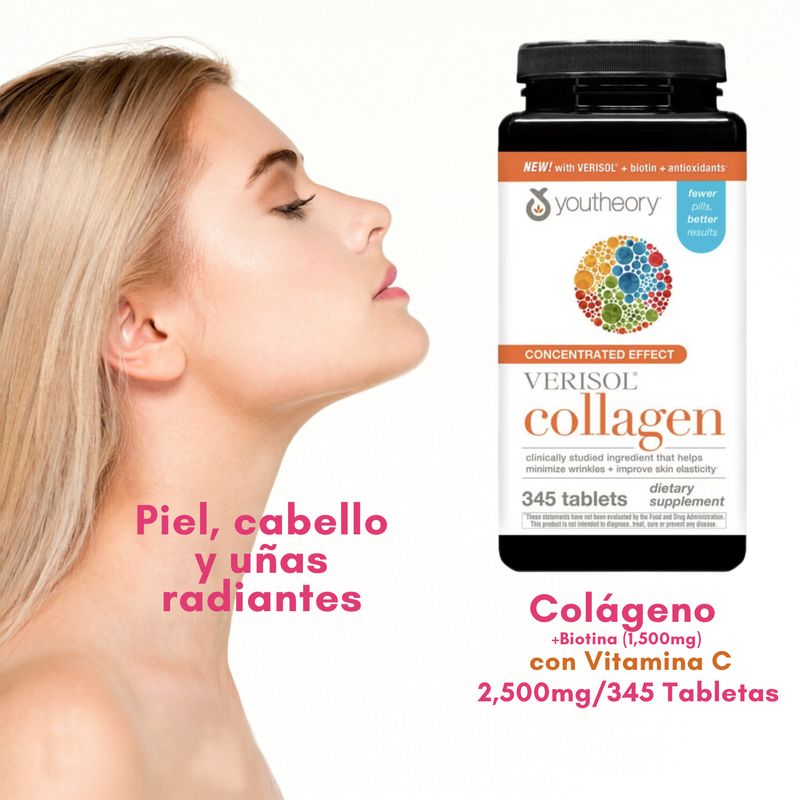 Colágeno Hidrolizado 2,500mg + Vitamina C + Biotina / Collagen + Vitamin C + Biotin 345 Tabs.
