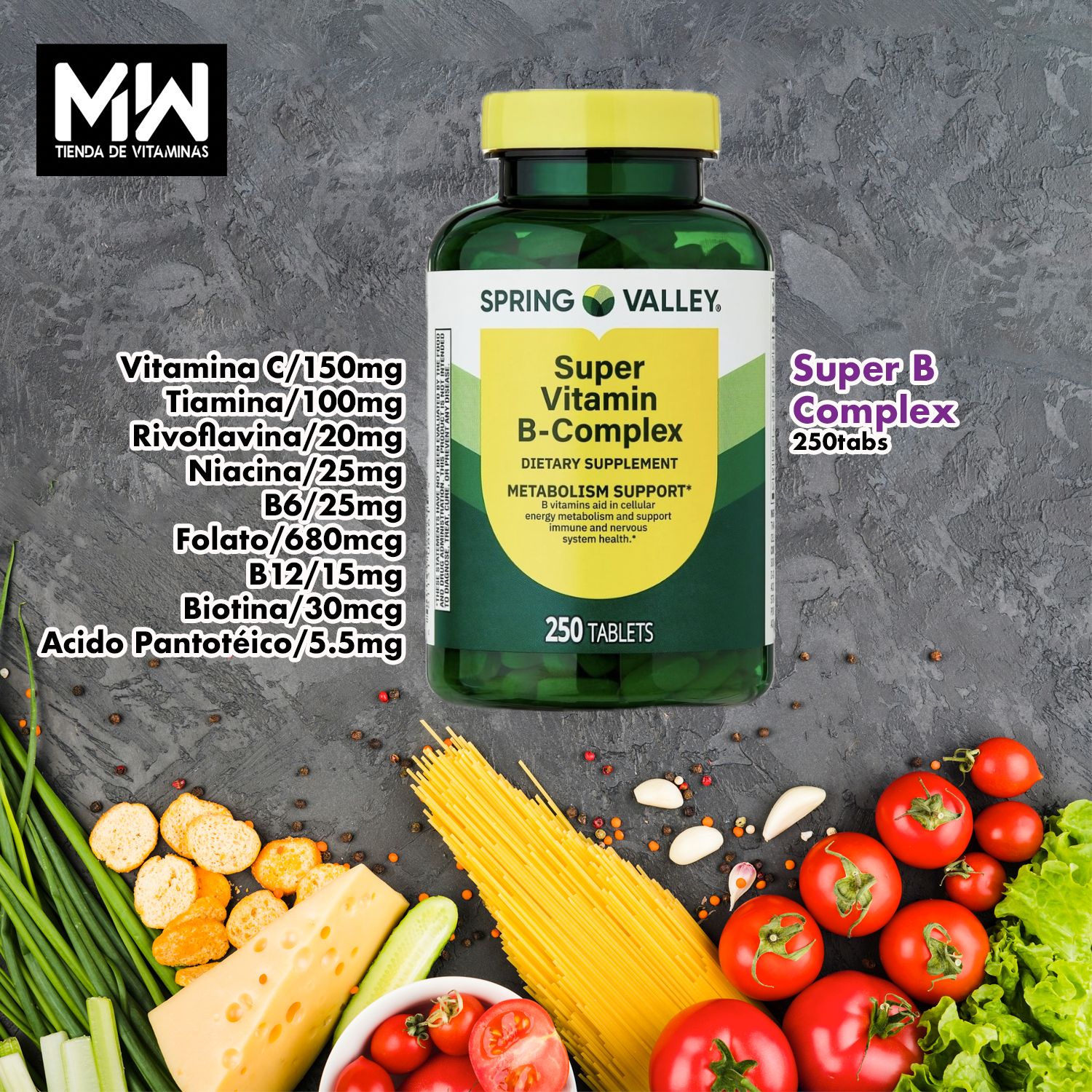 Súper Complejo B / Super B-Complex 250 Tabs.