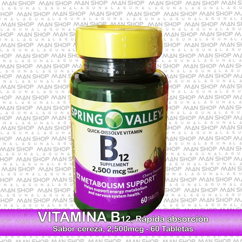 Vitamina B12 Rápida absorción / Vitamin B12 quick dissolve 2,500 mcg. 60 Tabs.