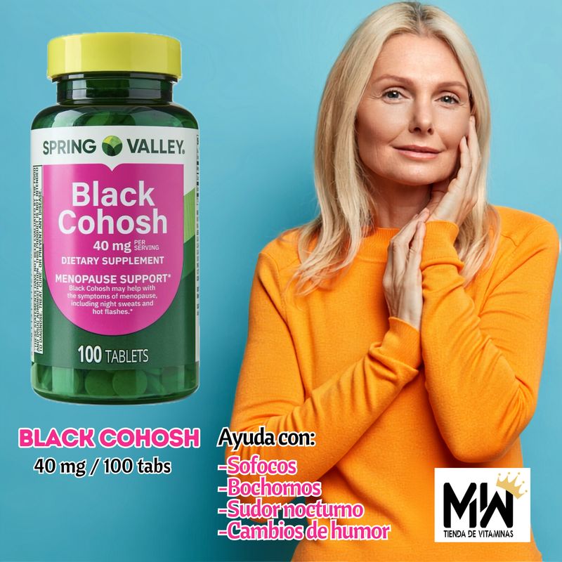 Black Cohosh, 40mg, 100tabs. (Ayuda para menopausia)