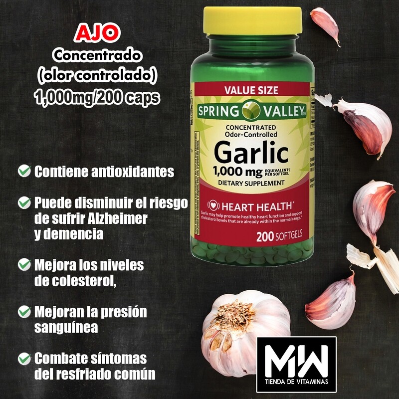 Ajo / Garlic 1,000 mg, 200 Caps. Ajo / Garlic 1,000 mg, 200 Caps.