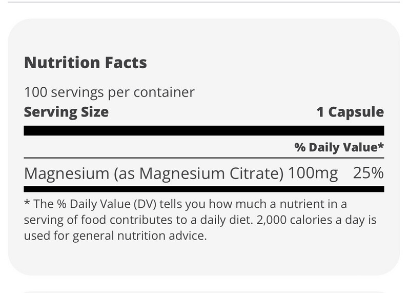 Citrato De Magnesio / Magnesium Citrate 100 mg 100 caps
