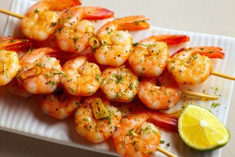 Garlic &amp; Lime Marinated Shrimp Skewers - 4 pack