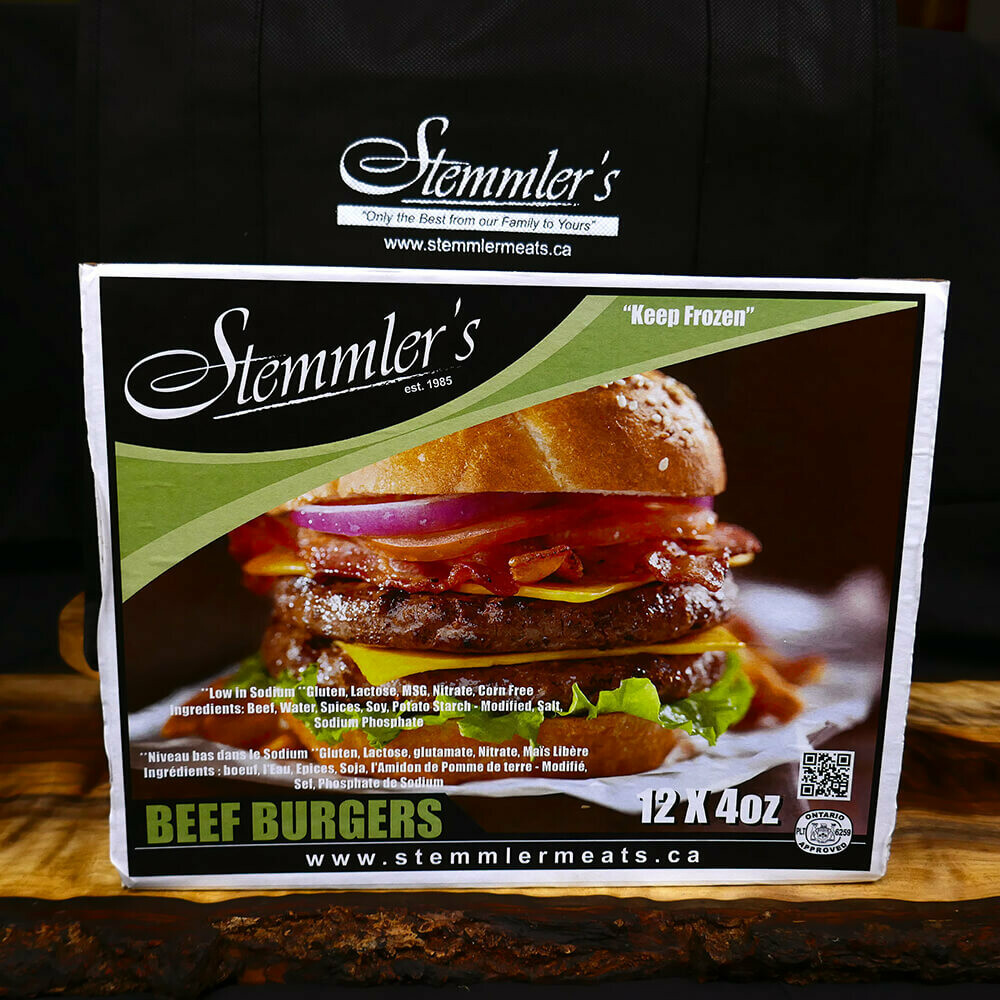 Stemmler's Roadhouse Beef Burgers 1/3 lb 4 Pack LOCAL