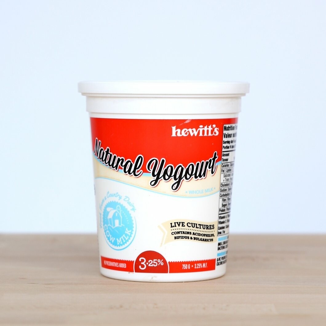 All Natural 3.25% Yogurt Plain - Hewitt's LOCAL 750g