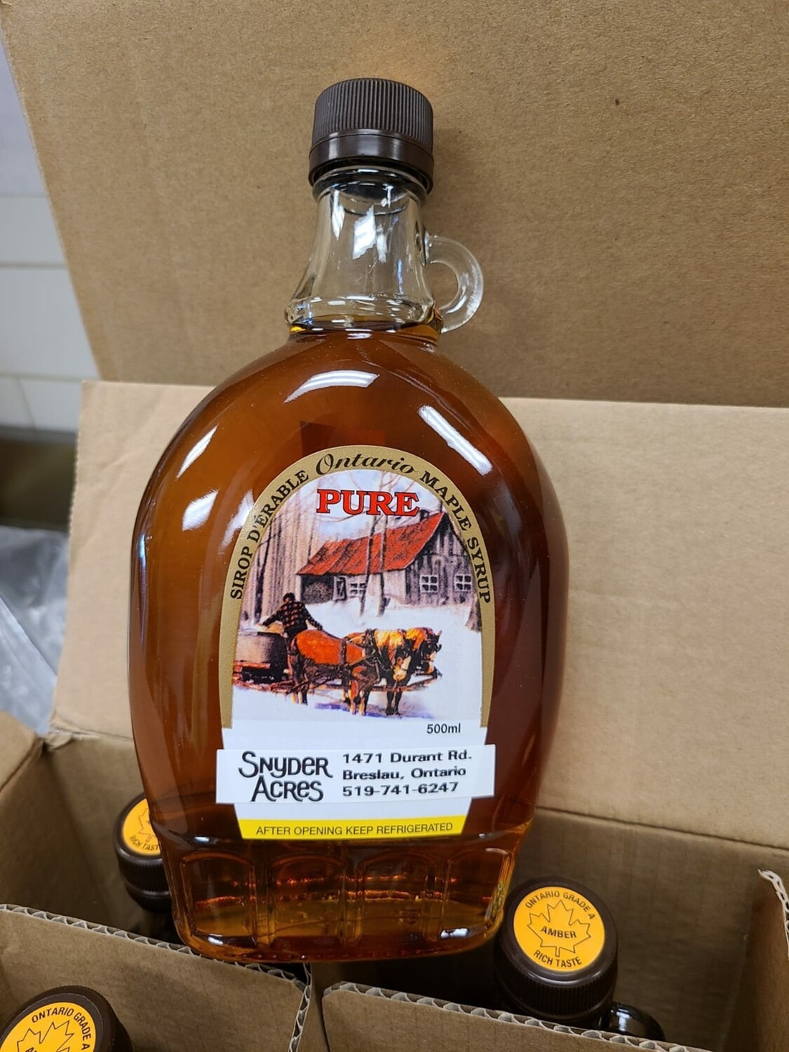 Pure Maple Syrup Amber - 500ml LOCAL Snyder Acres Farm