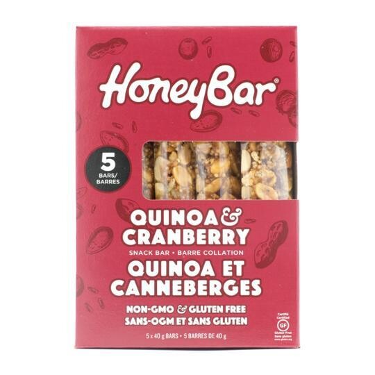 Honeybar Quinoa Cranberry Snack Bar 5 Pack - LOCAL