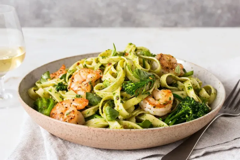 Shrimp Pesto Fettuccini - Grocery Garden Originals  Heat &amp; Serve LOCAL