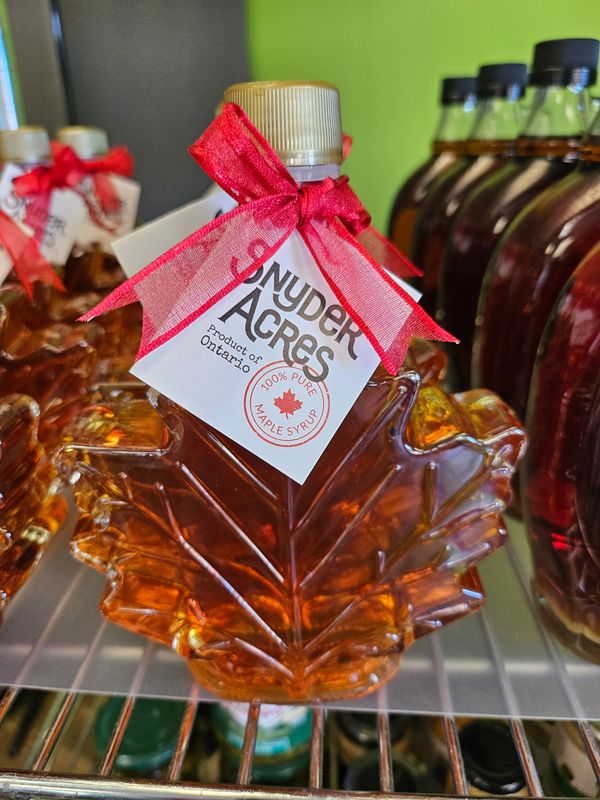 Leaf Bottle Pure Maple Syrup Amber - 250ml LOCAL Snyder Acres Farm