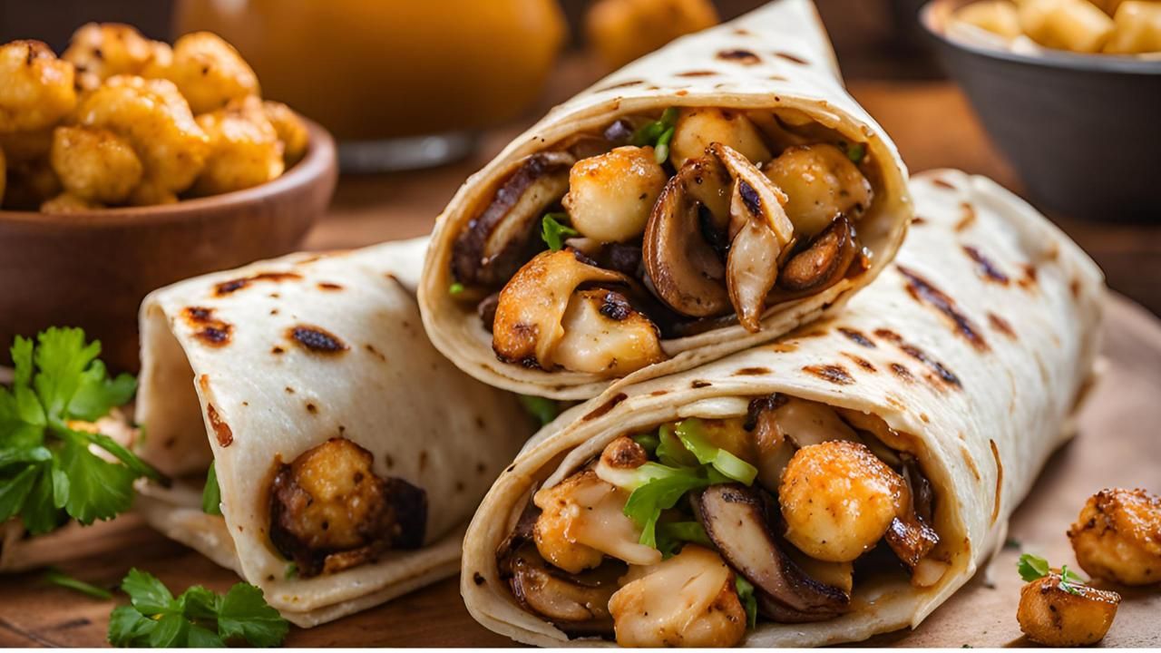 Crispy Chicken and Mushroom Tater Tot Wrap