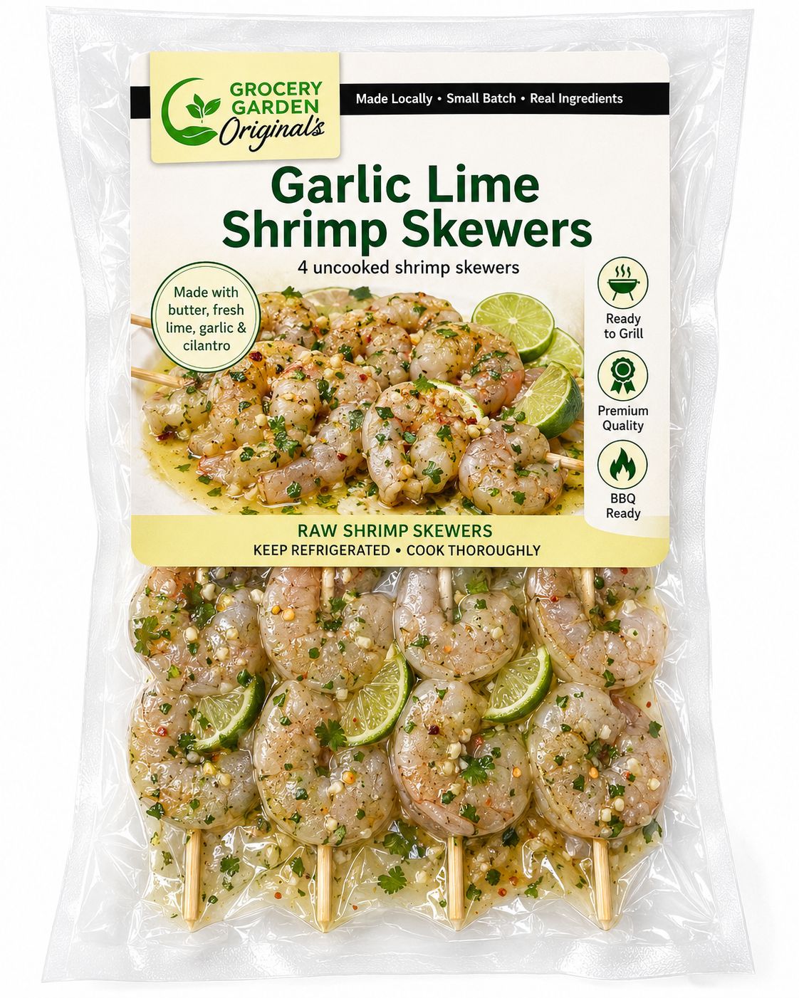 Garlic &amp; Lime Marinated Shrimp Skewers - 4 pack