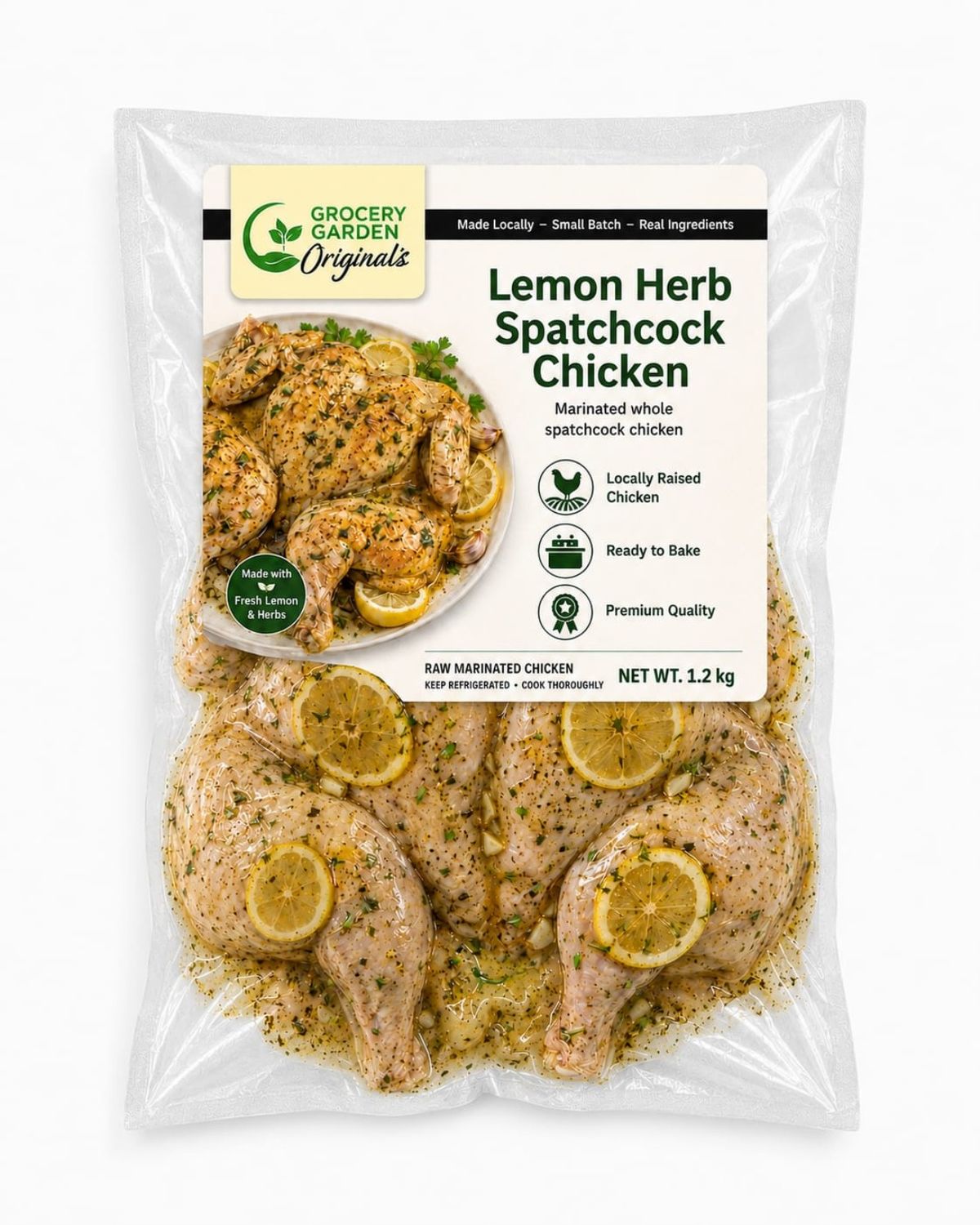 Butterflied Whole Chicken w/ Local Lemon Herb Rub - Choose your sides