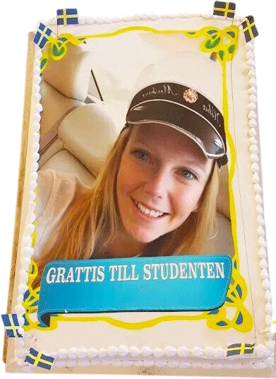 Fyrtkantig bildtårta med student motiv 1