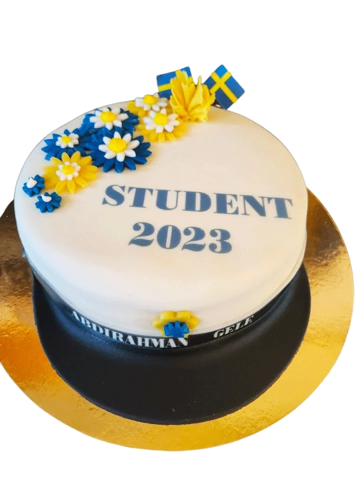 Student tårta med namn på mössa