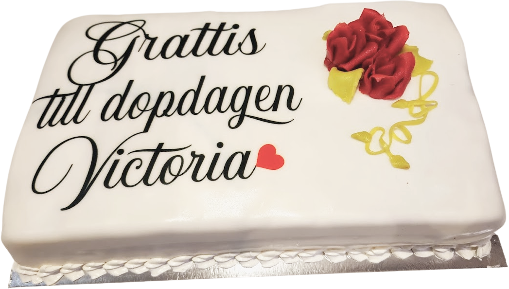 Fyrkantig vit prinsesstårta