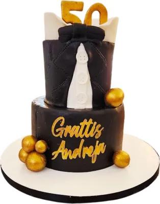 Smoking svart-tematårta – Elegant 50-årstårta