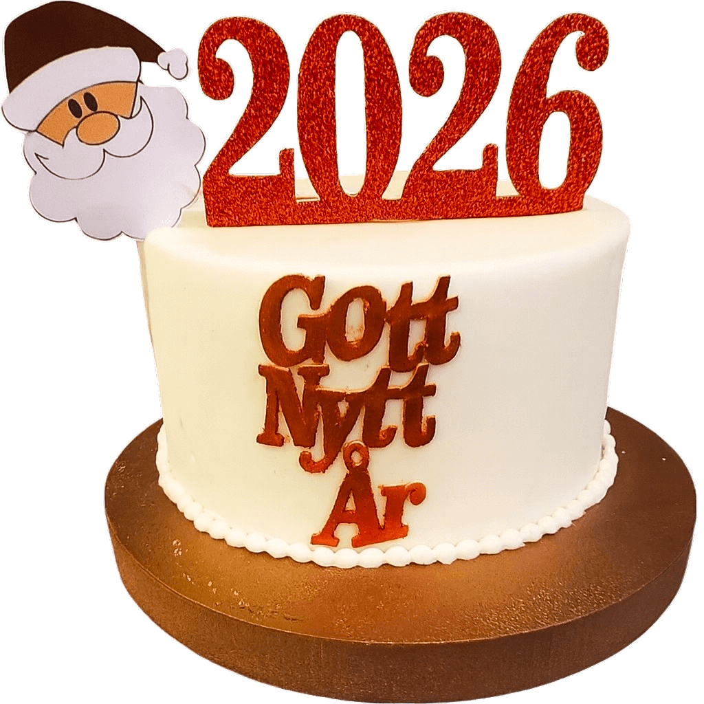 Nyårstårta 2026 – Röd Glitter Stil