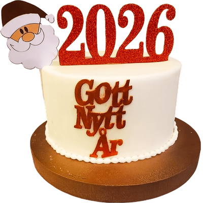Nyårstårta 2026 – Röd Glitter Stil