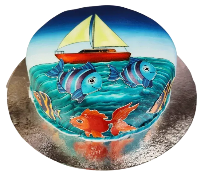 bildtårta hav med sticker