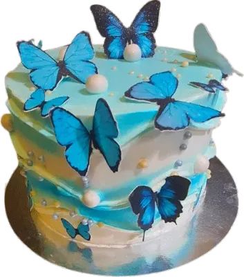 Blå fjärilsdal tårta