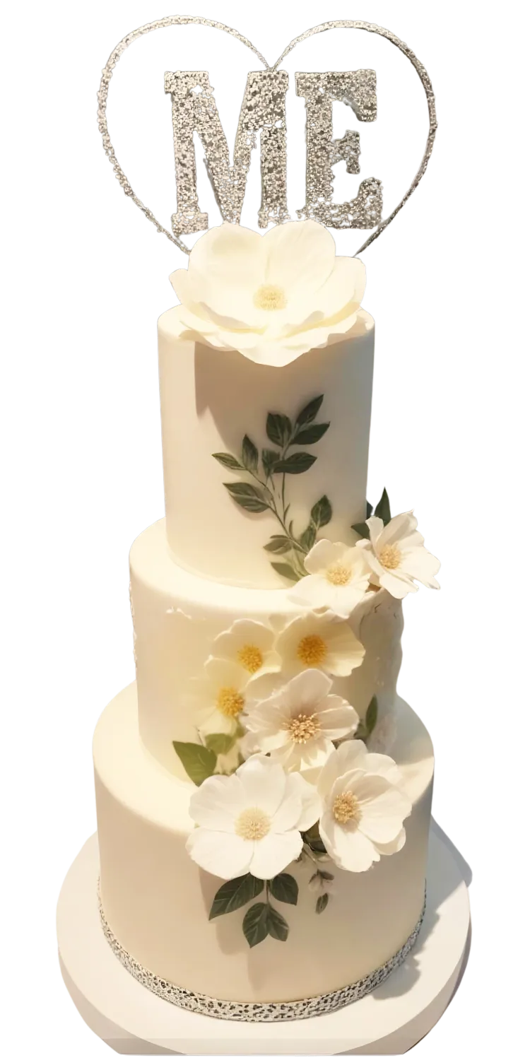 Blomsterdrömmen 3 våning bröllopstårta