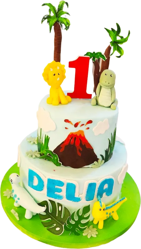 Djungel Dinosaurie tårta