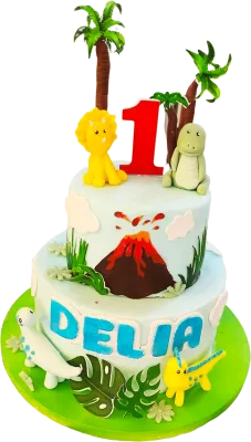 Djungel Dinosaurie tårta