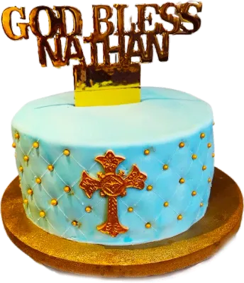 Konfirmations tårta blå