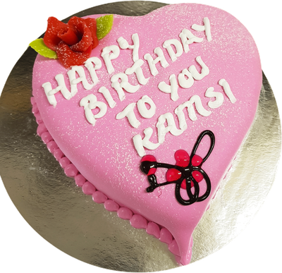 Hjärtformade rose princesstårta