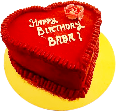 Röd cream hjärformat tårta