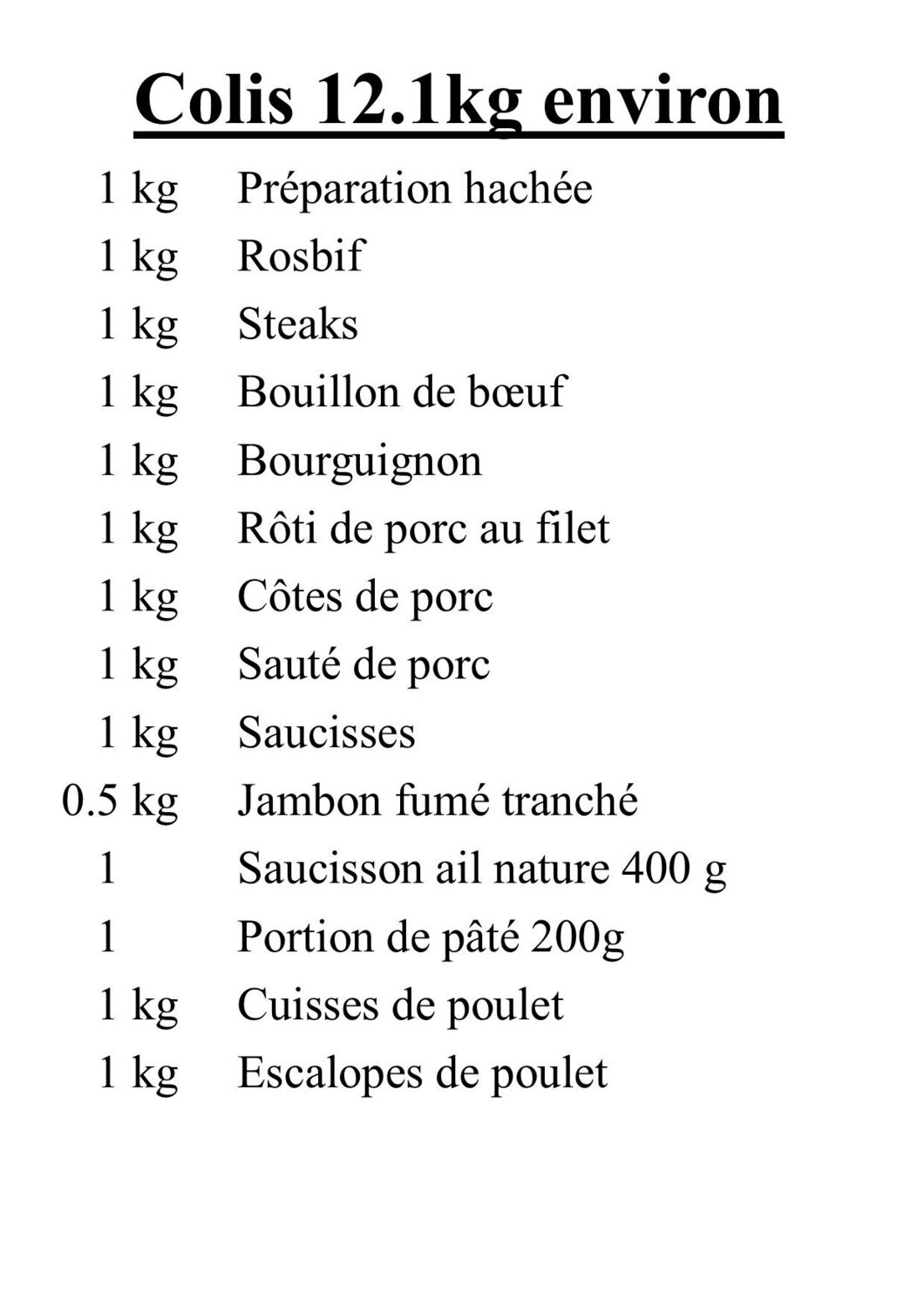 Colis Bovin-Porc-Poulet Charcuterie 3.0