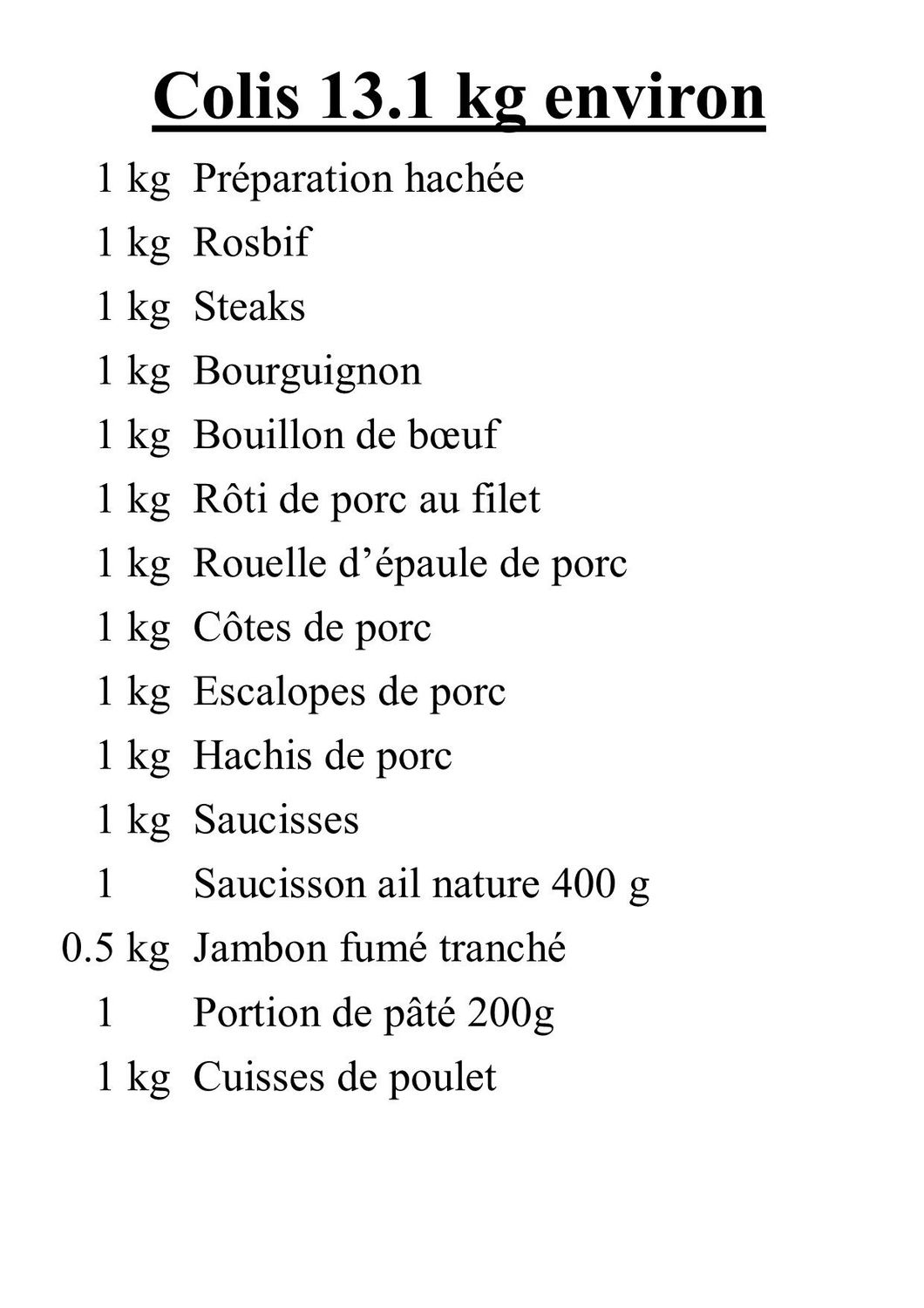 Colis Bovin-Porc-Poulet Charcuterie 4.2