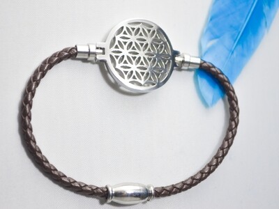 Leder-Armband mit Blume des Lebens
