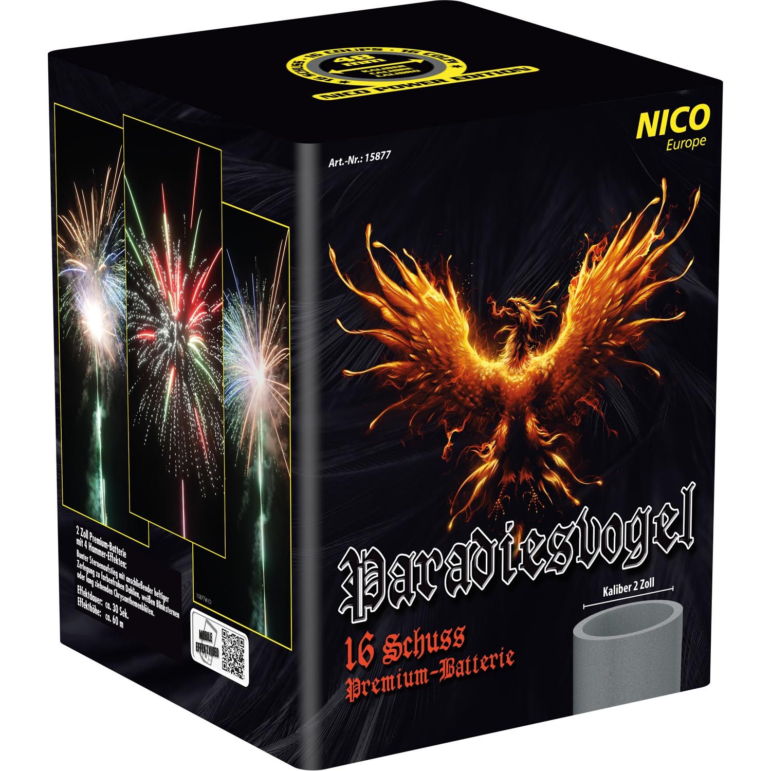 Paradiesvogel, Leuchtbatterie KAT F3, 16 Schuß, 50 mm