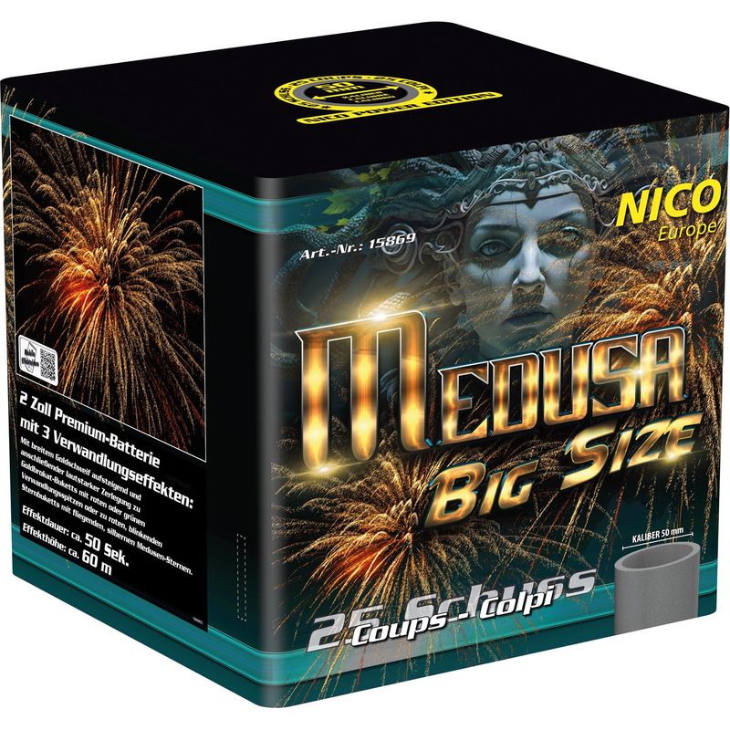 Medusa Big Size, Leuchtbatterie KAT F3, 25 Schuß, 50 mm Medusa Big Size, Leuchtbatterie KAT F3, 25 Schuß, 50 mm