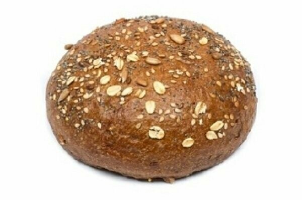 Bruin meergranen bolletje met zonnebloempitten 
(Noesterbolletje)