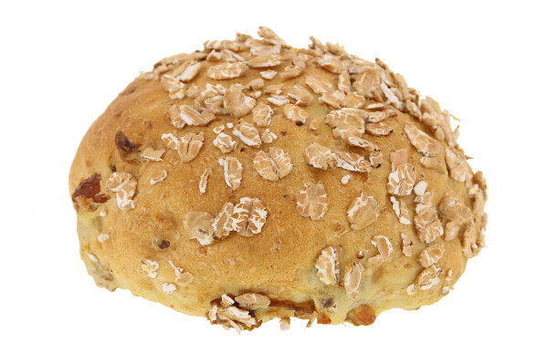 Bruin tarwe vruchten bolletje met rozijnen, krenten en noten