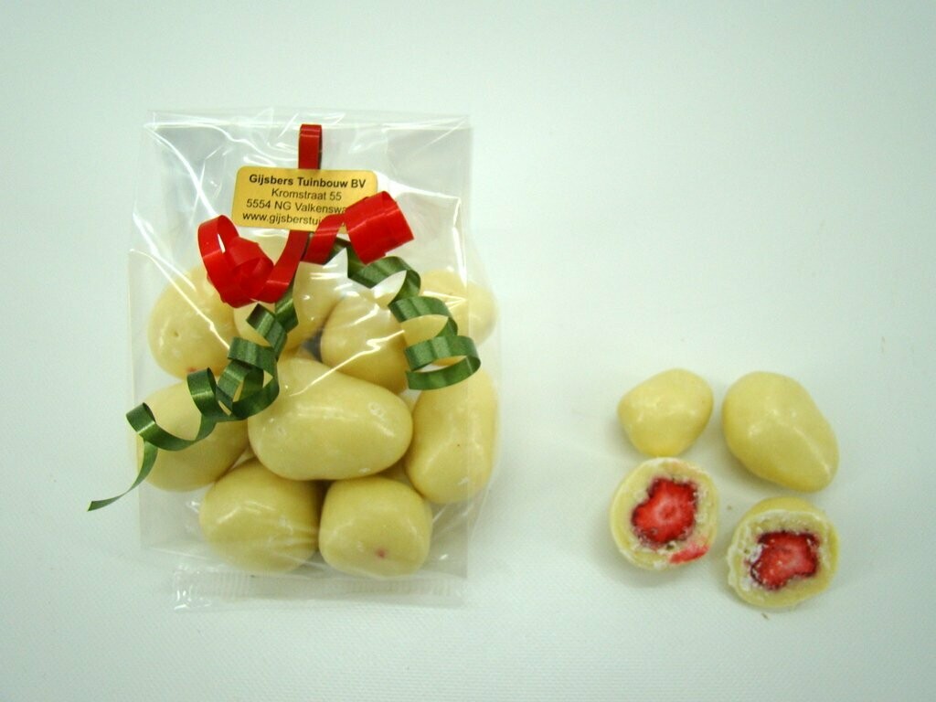 witte chocolade & aardbei