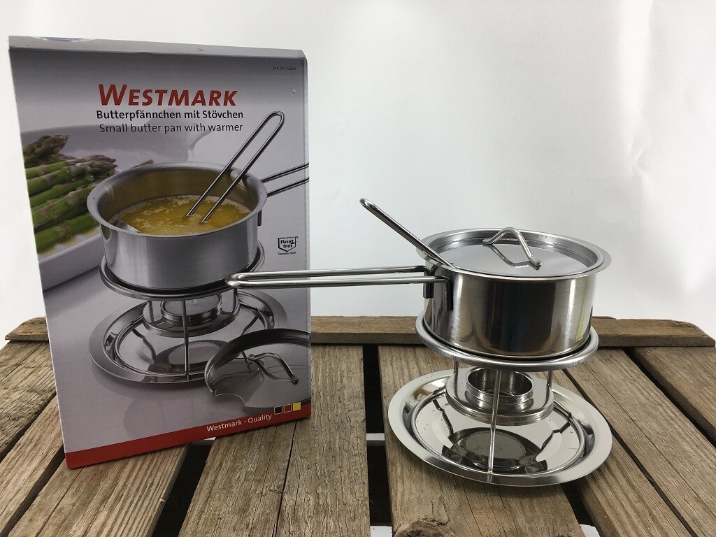 sauspannetje met rechaud en  lepel