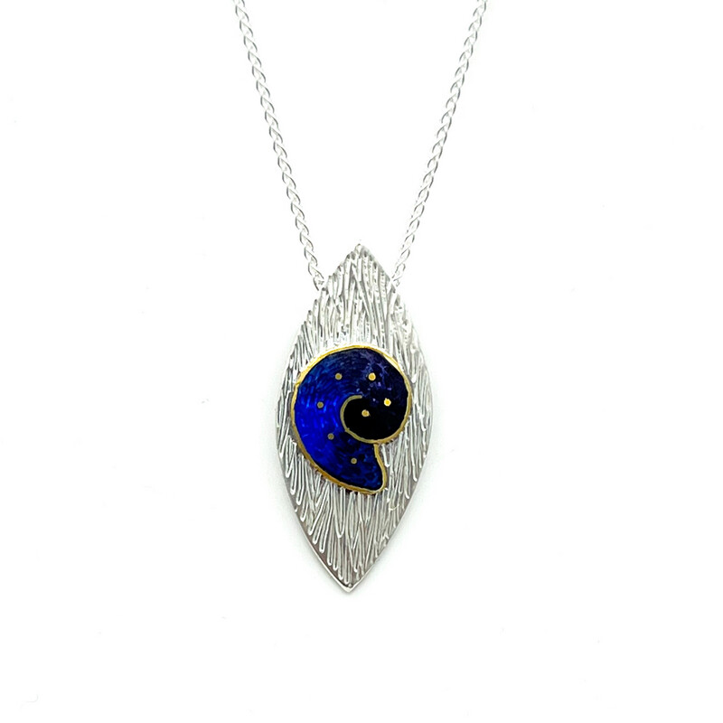 Evolution Fossil enamel Pendant - Cloisonné Enamel On Silver