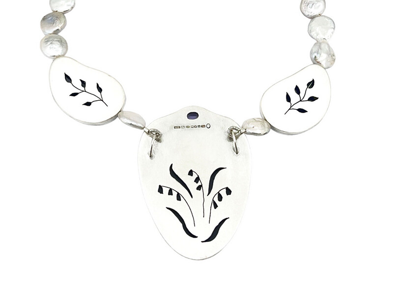 In And Out The Dusky Bluebells II Enamel Necklace