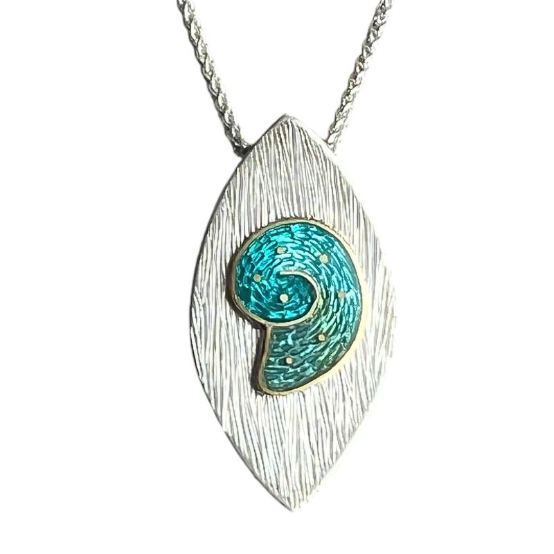 Evolution Fossil enamel Pendant - Cloisonné Enamel On Silver