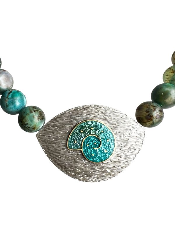 Evolution Fossil Necklace With Terra Agate Beads