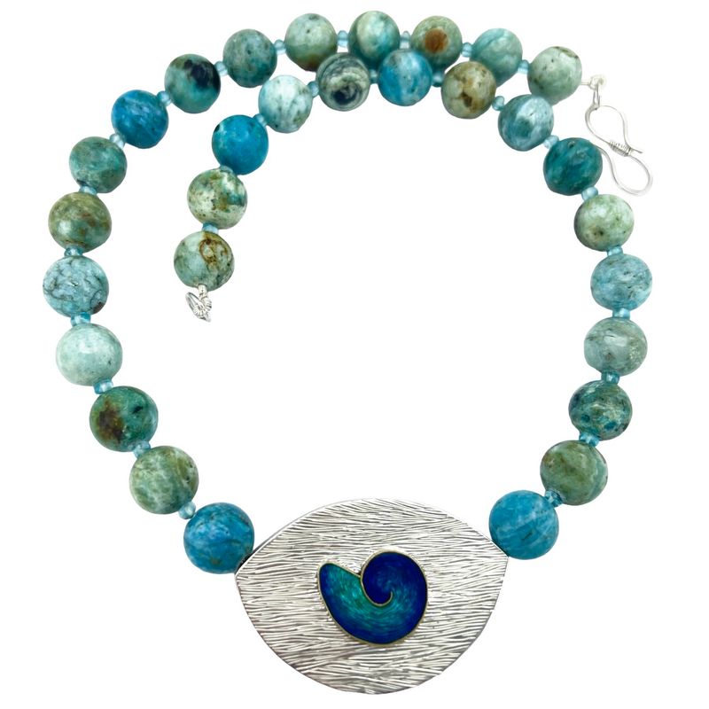 Evolution Fossil Necklace With Blue Opal Jasper Beads