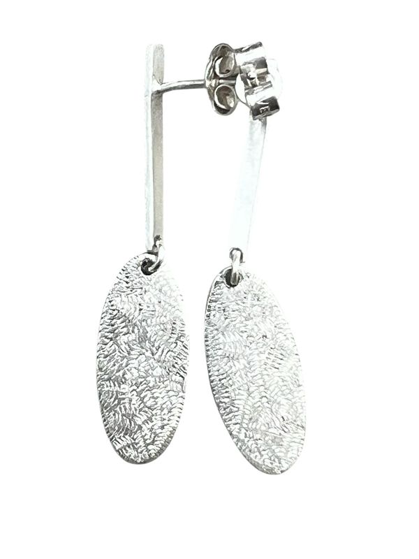 Ammonite Fossil Basse-taille Enamel On Silver Earrings Oval Turquoise