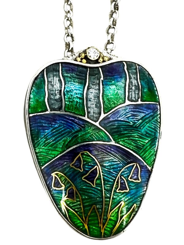 Bluebell Gold Cloisonné Enamel Pendant
