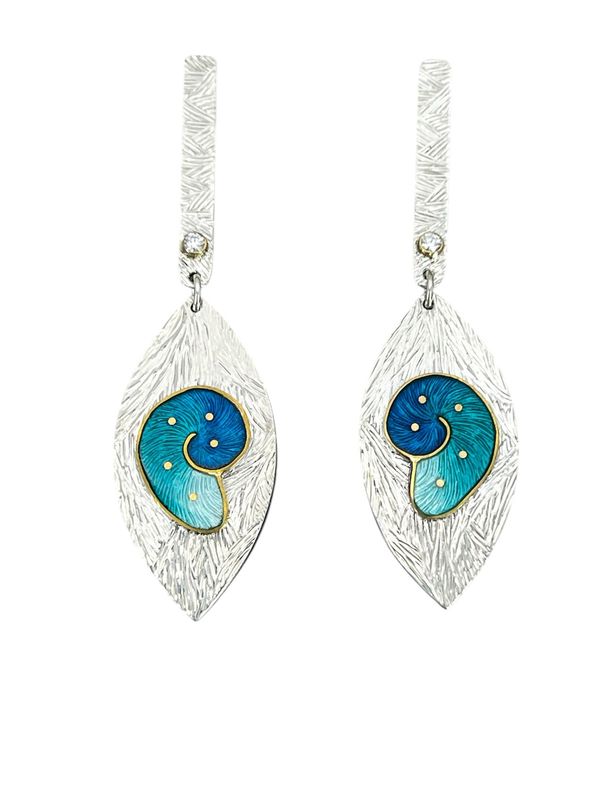 Evolution Fossil Earrings With Moissanites Set In 18ct Gold