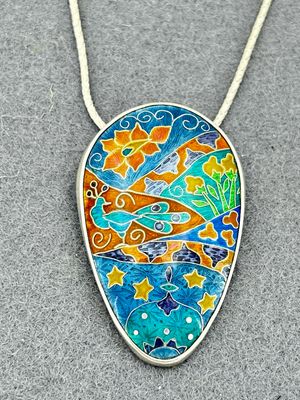 Magic Carpets Flying Over The City Of My Dreams Necklace On Silver Chain Magic Carpets Flying Over The City Of My Dreams Necklace On Silver Chain