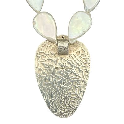 Coral And Purple Cloisonné Enamel Silver And Gold Pendant With Freshwater Pearls