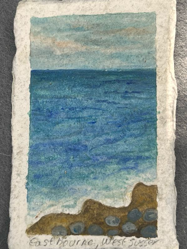 Seascape Silver Cloisonné Enamel Pendant With Tranquil Beach And Pebbles